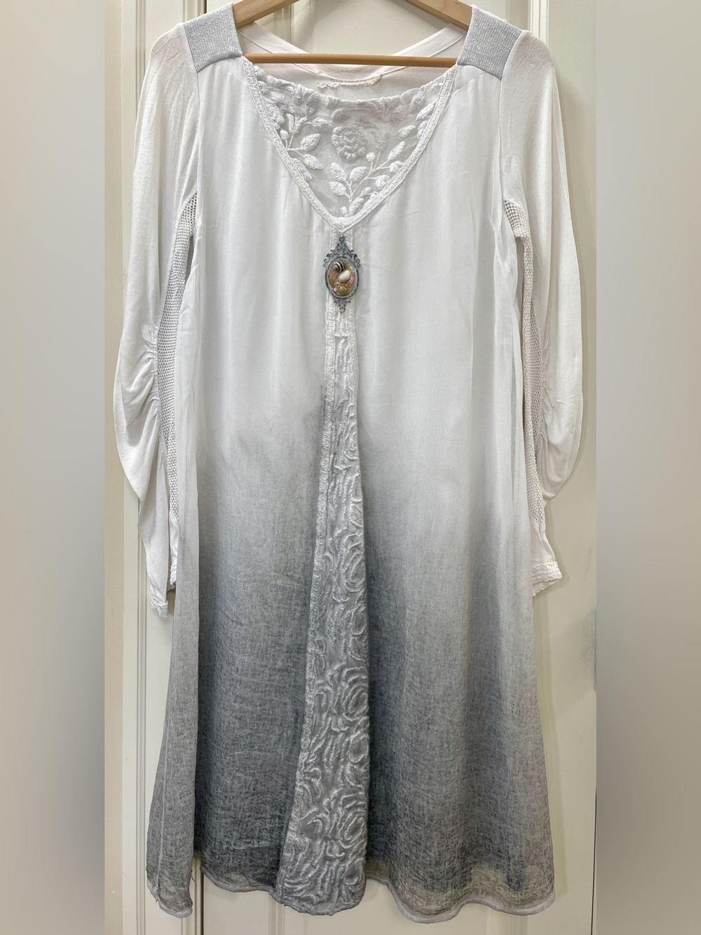 Elisa Cavaletti Embroidered Ombré Dress Small Layered Boho Artwear - Picture 2 of 8